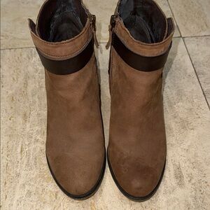 Franco Sarto Tan and Dark Brown Ankle Booties
